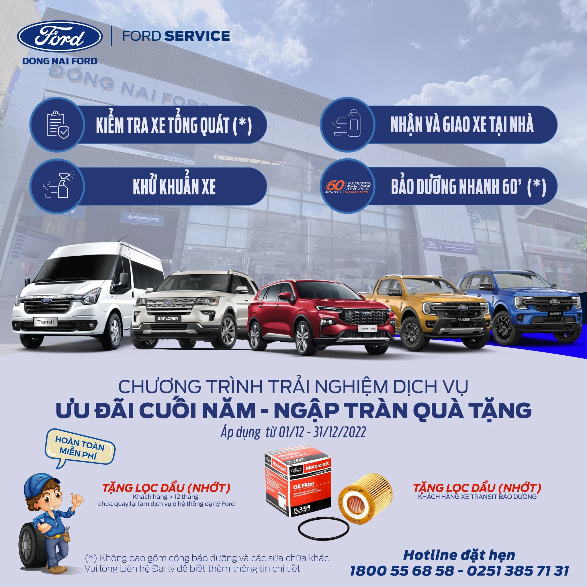 Đồng Nai Ford triển khai chương trình ưu đãi cuối năm Trải Nghiệm Dịch Vụ