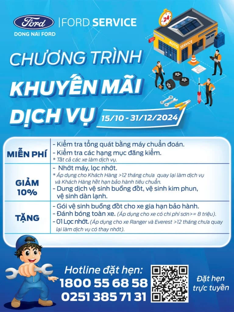 chương tình khuyến mãi dịch vụ Đồng Nai Ford tháng 10