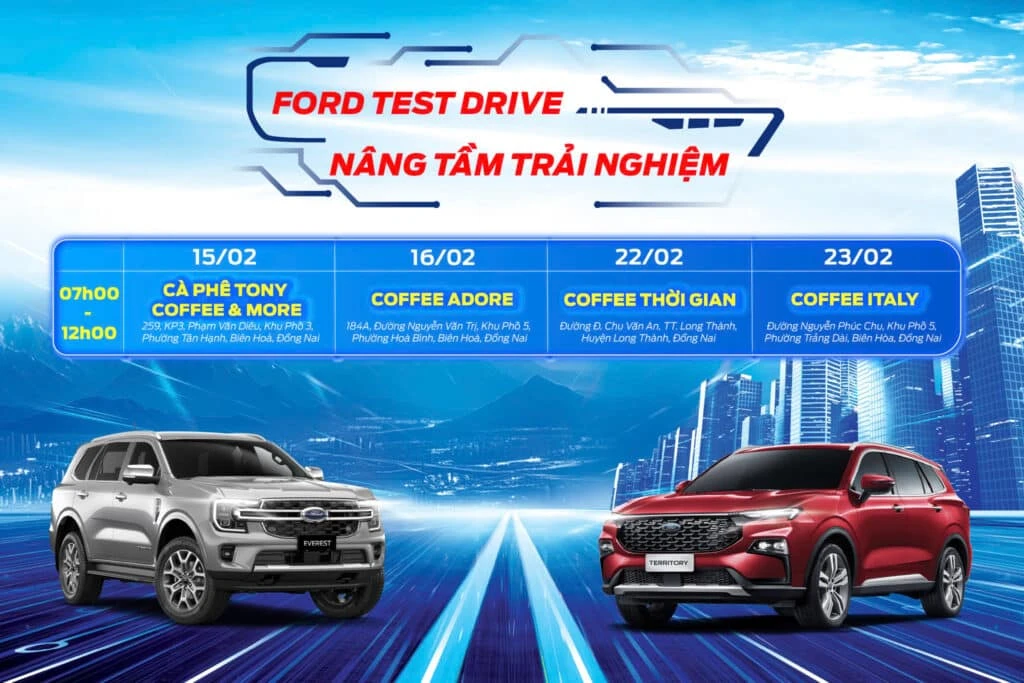 Khách hàng trải nghiệm lái thử xe Ford tại Đồng Nai Ford – Cảm nhận hiệu suất và công nghệ vượt trội